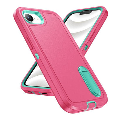 Rugged PC + Silicone Phone Case with Holder, For iPhone 17e / 16e, For iPhone 17 Pro Max, For iPhone 17 Pro, For iPhone 17, For iPhone Air, For iPhone 16 Pro Max, For iPhone 16 Pro, For iPhone 16 Plus, For iPhone 16