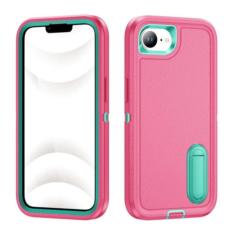 Rugged PC + Silicone Phone Case with Holder, For iPhone 17e / 16e, For iPhone 17 Pro Max, For iPhone 17 Pro, For iPhone 17, For iPhone Air, For iPhone 16 Pro Max, For iPhone 16 Pro, For iPhone 16 Plus, For iPhone 16