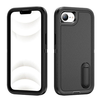 Rugged PC + Silicone Phone Case with Holder, For iPhone 17e / 16e, For iPhone 17 Pro Max, For iPhone 17 Pro, For iPhone 17, For iPhone Air, For iPhone 16 Pro Max, For iPhone 16 Pro, For iPhone 16 Plus, For iPhone 16