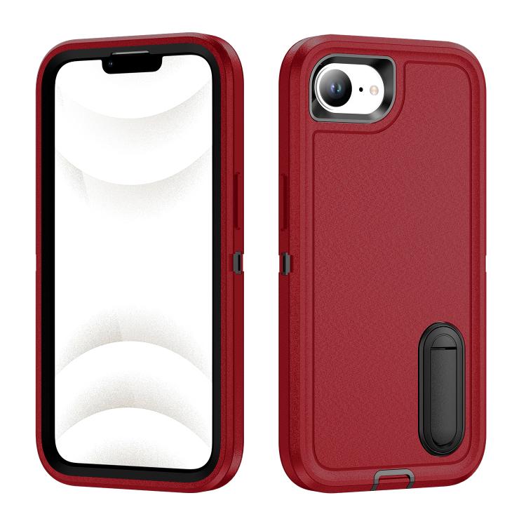 Rugged PC + Silicone Phone Case with Holder, For iPhone 17e / 16e, For iPhone 17 Pro Max, For iPhone 17 Pro, For iPhone 17, For iPhone Air, For iPhone 16 Pro Max, For iPhone 16 Pro, For iPhone 16 Plus, For iPhone 16
