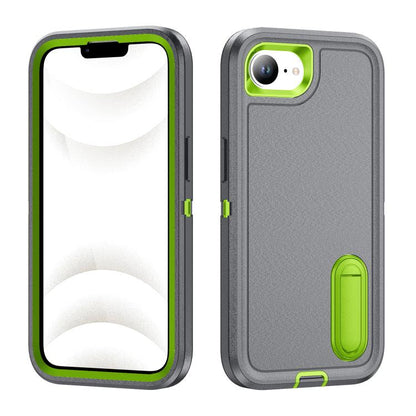 Rugged PC + Silicone Phone Case with Holder, For iPhone 17e / 16e, For iPhone 17 Pro Max, For iPhone 17 Pro, For iPhone 17, For iPhone Air, For iPhone 16 Pro Max, For iPhone 16 Pro, For iPhone 16 Plus, For iPhone 16