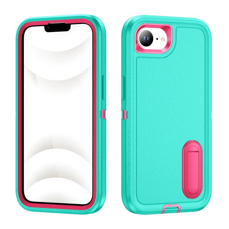 Rugged PC + Silicone Phone Case with Holder, For iPhone 17e / 16e, For iPhone 17 Pro Max, For iPhone 17 Pro, For iPhone 17, For iPhone Air, For iPhone 16 Pro Max, For iPhone 16 Pro, For iPhone 16 Plus, For iPhone 16