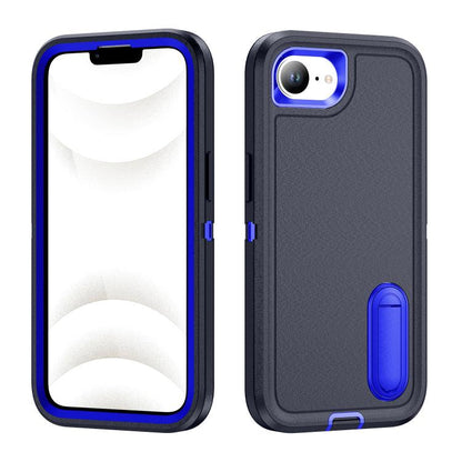 Rugged PC + Silicone Phone Case with Holder, For iPhone 17e / 16e, For iPhone 17 Pro Max, For iPhone 17 Pro, For iPhone 17, For iPhone Air, For iPhone 16 Pro Max, For iPhone 16 Pro, For iPhone 16 Plus, For iPhone 16