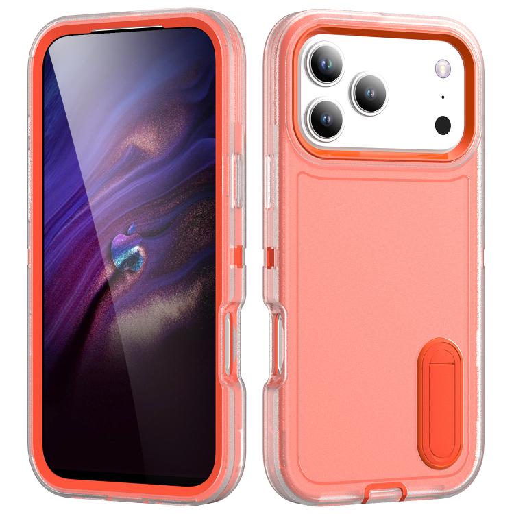 Rugged PC + Silicone Phone Case with Holder, For iPhone 18 Pro / 17 Pro, For iPhone 18 Pro Max / 17 Pro Max, For iPhone 17e / 16e, For iPhone 17, For iPhone Air, For iPhone 16 Pro Max, For iPhone 16 Pro, For iPhone 16 Plus, For iPhone 16