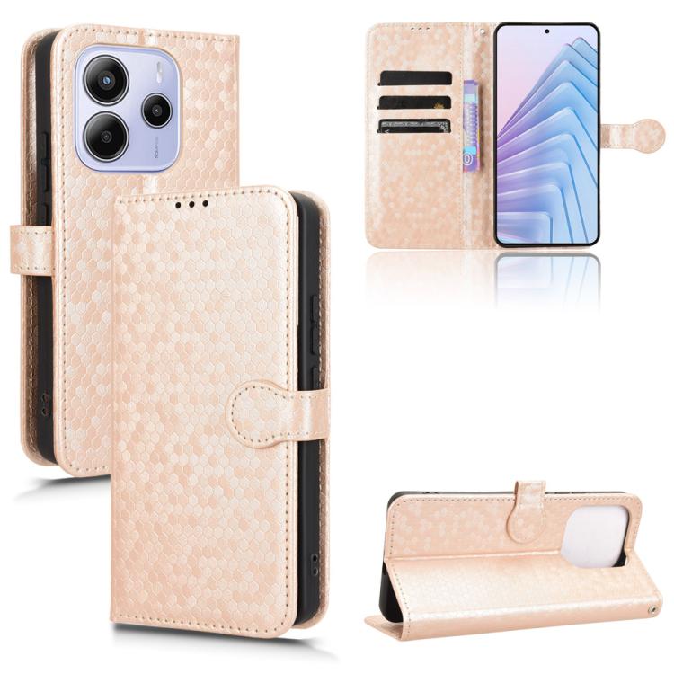 Honeycomb Dot Texture Leather Phone Case, For Redmi Turbo 4 Pro 5G, For Xiaomi Poco X7 Pro 5G / Redmi Turbo 4 5G, For Xiaomi Poco M7 Pro 5G / Redmi Note 14 5G, For Redmi K80 / K80 Pro, For Redmi Note 14 Pro 4G, For Redmi Note 14 4G 163.25mm            ...