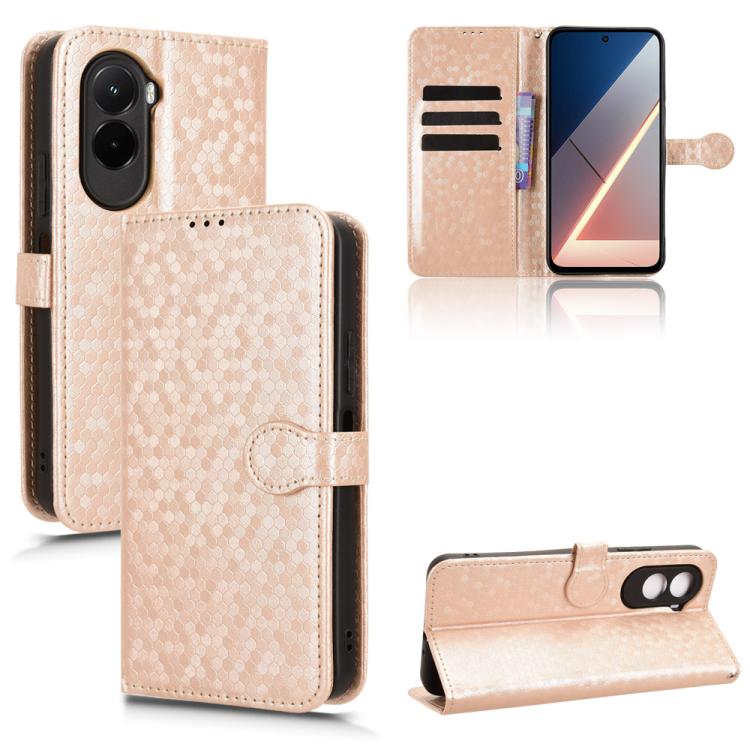 Honeycomb Dot Texture Leather Phone Case, For Redmi  Note 17 5G / 4G Global 171mm, For Redmi A7 Pro 171mm / Poco C85x 5G, For Redmi 15a 5G / R70 5G / R70m 5G, For Redmi Turbo 5 Max 5G / Poco X8 Pro Max 5G, For Redmi Note 15 5G / 4G 164mm / Poco M8 5G  ...