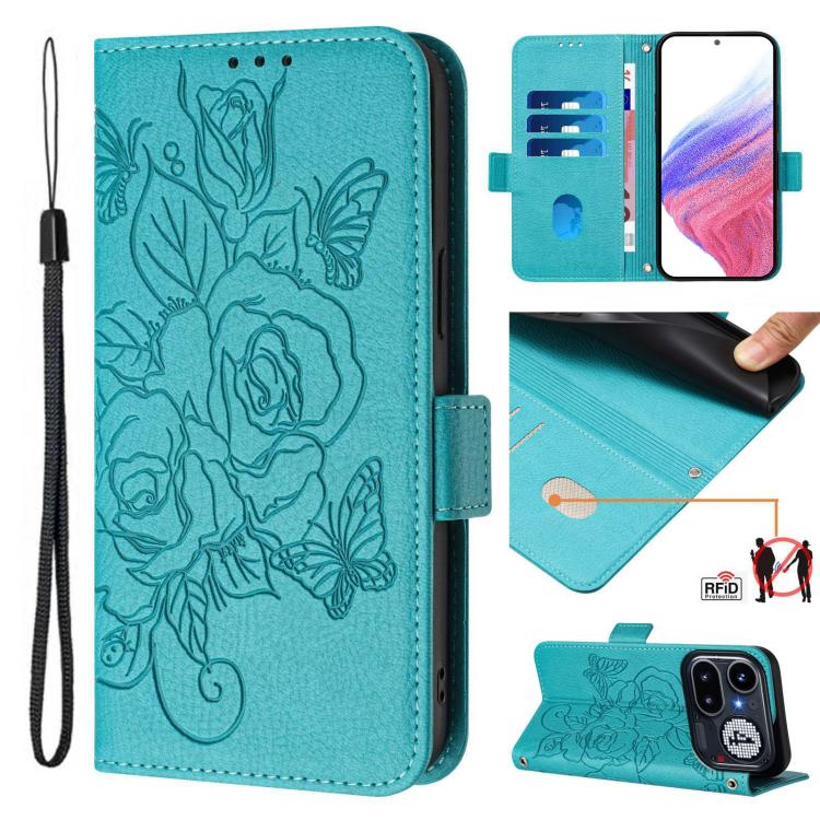 Embossed Rose RFID Anti-theft Leather Phone Case, For Nothing Phone 4a Pro, For Nothing Phone 4a, For Nothing CMF Phone 1