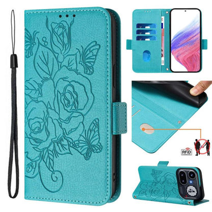 Embossed Rose RFID Anti-theft Leather Phone Case, For Nothing Phone 4a Pro, For Nothing Phone 4a, For Nothing CMF Phone 1