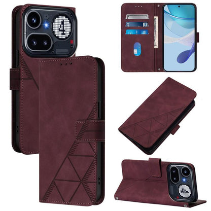 Crossbody 3D Embossed Flip Leather Phone Case, For Nothing Phone 4a Pro, For Nothing Phone 4a, For Nothing CMF Phone 1