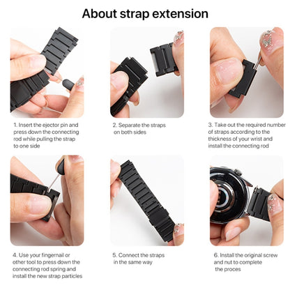 One-bead Bamboo Magnetic Buckle Pure Titanium Watch Band, 22mm