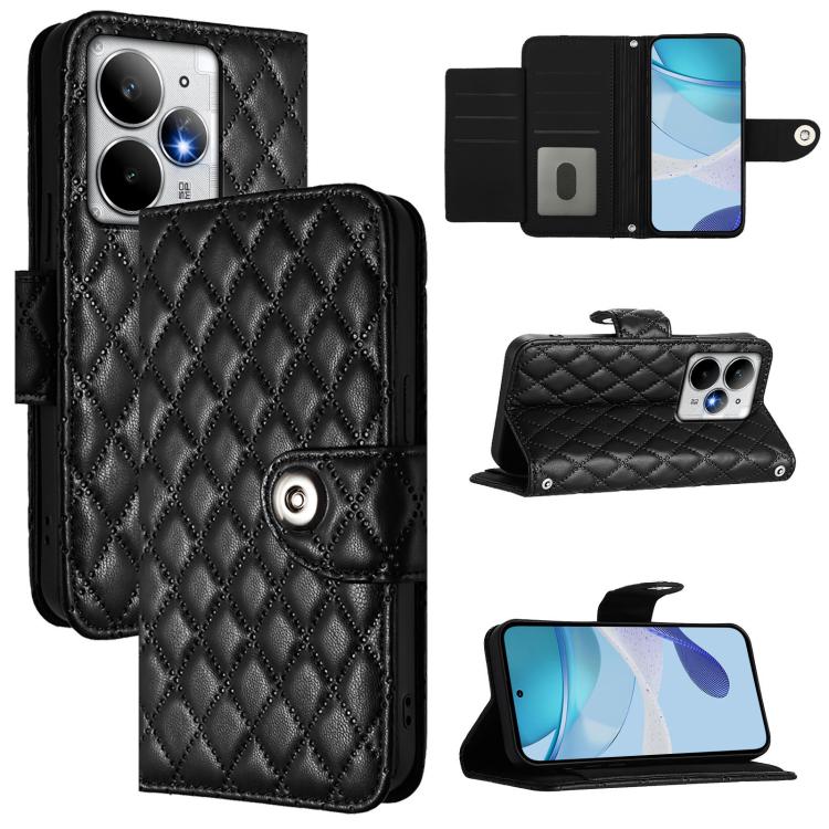 Rhombic Texture Flip Leather Phone Case with Lanyard, For Realme 16T 5G Global, For Realme C100 5G / C85 5G Global, For Realme 16 Pro+ 5G Global, For Realme 16 Pro 5G Global, For Realme P4x 5G / OnePlus Nord CE6 Lite, For Realme Note 70 4G / 70T 4G    ...