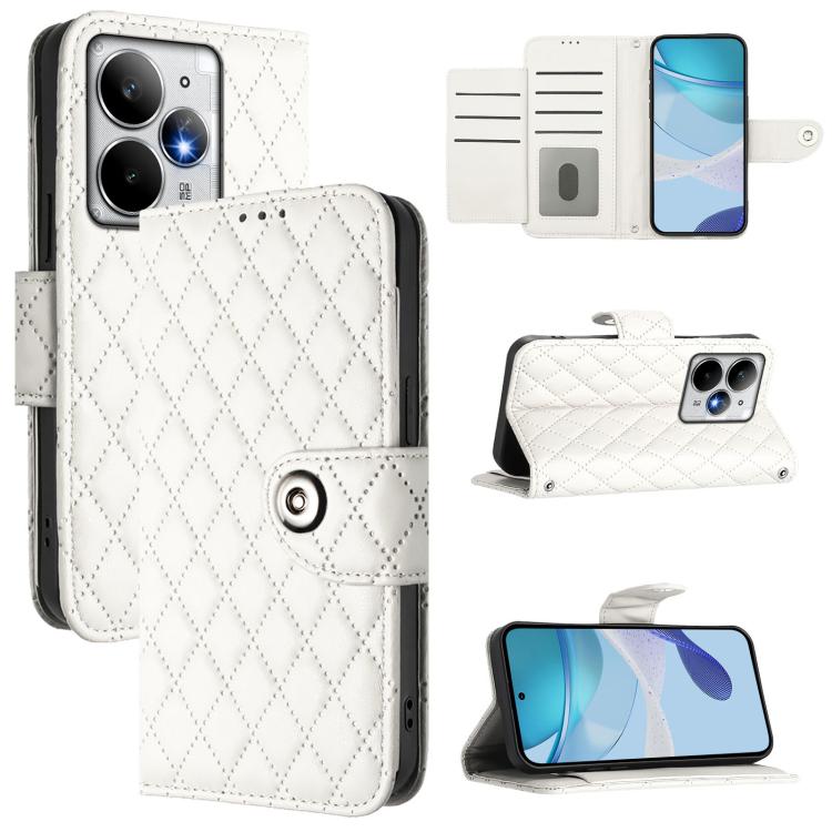 Rhombic Texture Flip Leather Phone Case with Lanyard, For Realme 16T 5G Global, For Realme C100 5G / C85 5G Global, For Realme 16 Pro+ 5G Global, For Realme 16 Pro 5G Global, For Realme P4x 5G / OnePlus Nord CE6 Lite, For Realme Note 70 4G / 70T 4G    ...