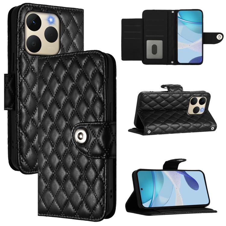 Rhombic Texture Flip Leather Phone Case with Lanyard, For Realme 16T 5G Global, For Realme C100 5G / C85 5G Global, For Realme 16 Pro+ 5G Global, For Realme 16 Pro 5G Global, For Realme P4x 5G / OnePlus Nord CE6 Lite, For Realme Note 70 4G / 70T 4G    ...