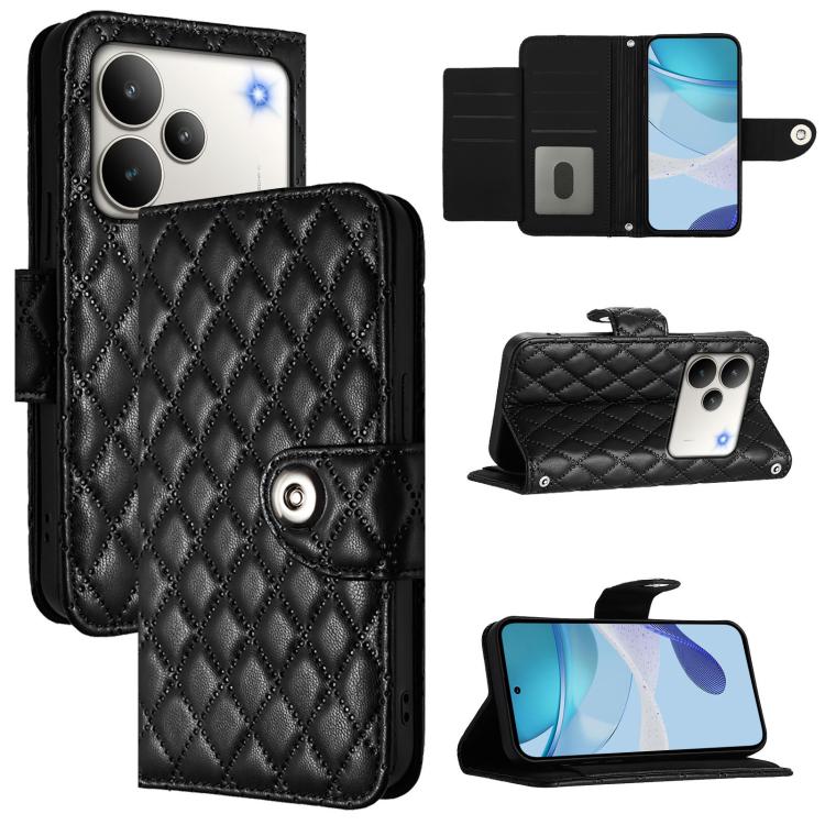 Rhombic Texture Flip Leather Phone Case with Lanyard, For Realme 16T 5G Global, For Realme C100 5G / C85 5G Global, For Realme 16 Pro+ 5G Global, For Realme 16 Pro 5G Global, For Realme P4x 5G / OnePlus Nord CE6 Lite, For Realme Note 70 4G / 70T 4G    ...