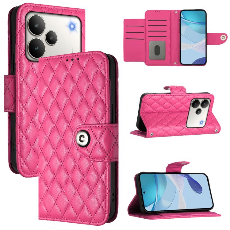 Rhombic Texture Flip Leather Phone Case with Lanyard, For Realme 16T 5G Global, For Realme C100 5G / C85 5G Global, For Realme 16 Pro+ 5G Global, For Realme 16 Pro 5G Global, For Realme P4x 5G / OnePlus Nord CE6 Lite, For Realme Note 70 4G / 70T 4G    ...