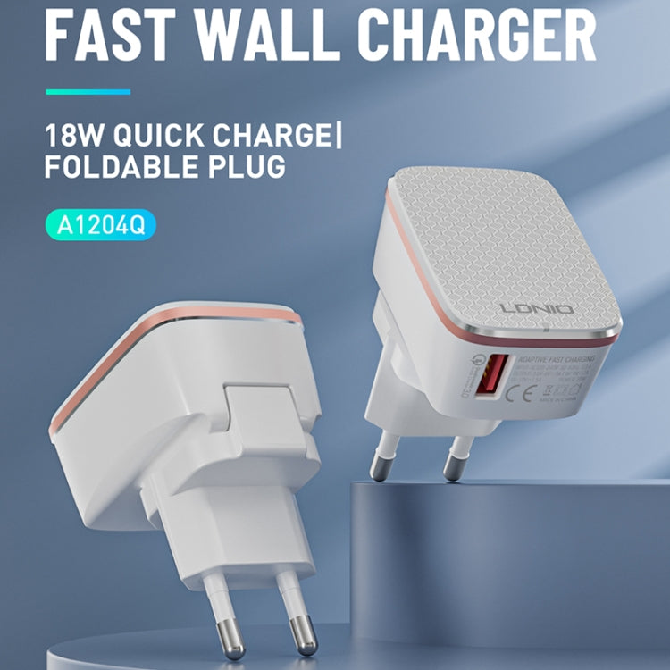 LDNIO A1204Q QC3.0 18W USB Fast Charger with 1m USB to Micro USB Cable, EU Plug, UK Plug, AU Plug