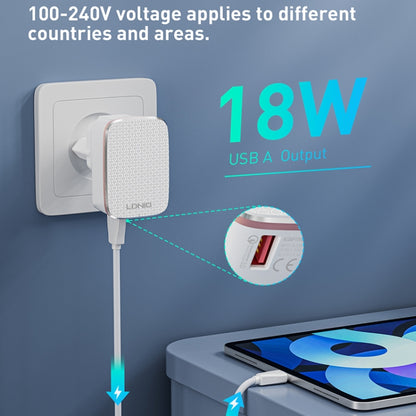 LDNIO A1204Q QC3.0 18W USB Fast Charger with 1m USB to Micro USB Cable, EU Plug, UK Plug, AU Plug