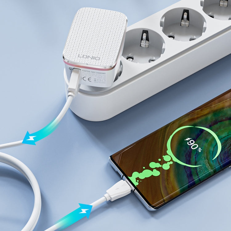 LDNIO A1204Q QC3.0 18W USB Fast Charger with 1m USB to Micro USB Cable, EU Plug, UK Plug, AU Plug