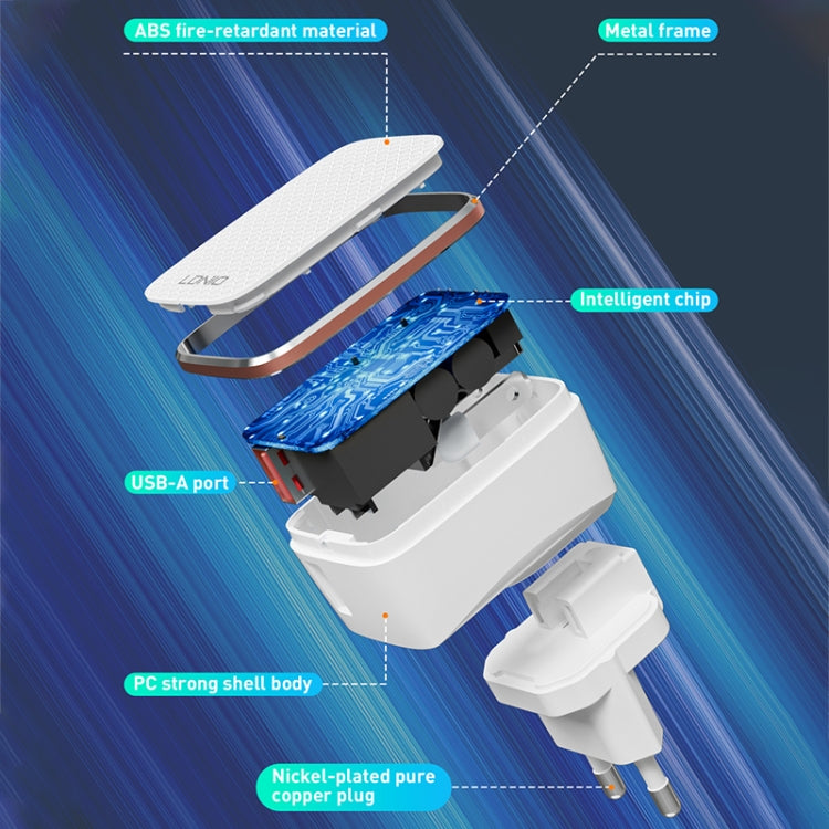 LDNIO A1204Q QC3.0 18W USB Fast Charger with 1m USB to USB-C / Type-C Cable, EU Plug, UK Plug, US Plug