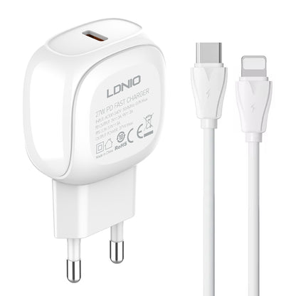LDNIO A1206C PD27W USB-C / Type-C Fast Charger with 1m 8 Pin Cable, EU Plug