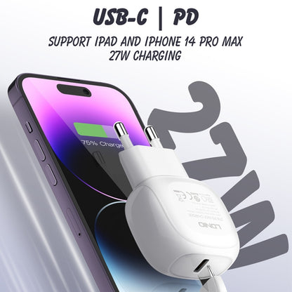 LDNIO A1206C PD27W USB-C / Type-C Fast Charger with 1m Type-C Cable, EU Plug