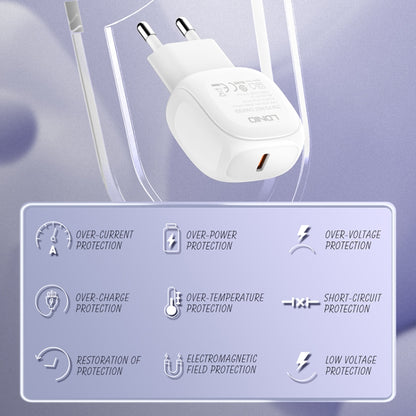 LDNIO A1206C PD27W USB-C / Type-C Fast Charger with 1m Type-C Cable, EU Plug
