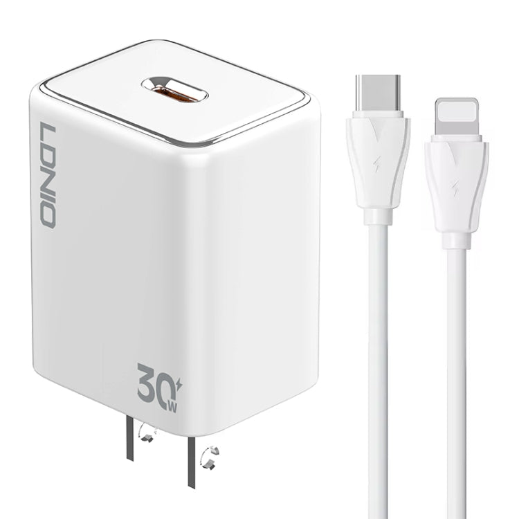 LDNIO A1508C PD30W USB-C / Type-C Fast Charger with 1m 8 Pin Cable