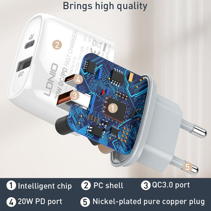 LDNIO Q229 QC3.0 / PD20W USB + Type-C Fast Charger with 1m USB to Micro USB Cable, EU Plug, UK Plug, US Plug