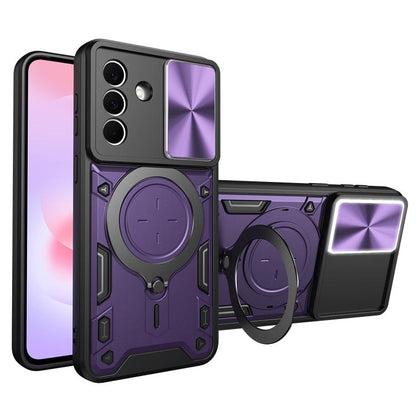 CD Texture Sliding Camshield Magnetic Holder Phone Case, For Galaxy A57 5G, For Samsung Galaxy A37 5G, For Galaxy A27 5G, For Samsung Galaxy A06 5G, For Samsung Galaxy A56 5G, For Samsung Galaxy A26 5G, For Samsung Galaxy A36 5G, For Samsung Galaxy A16...