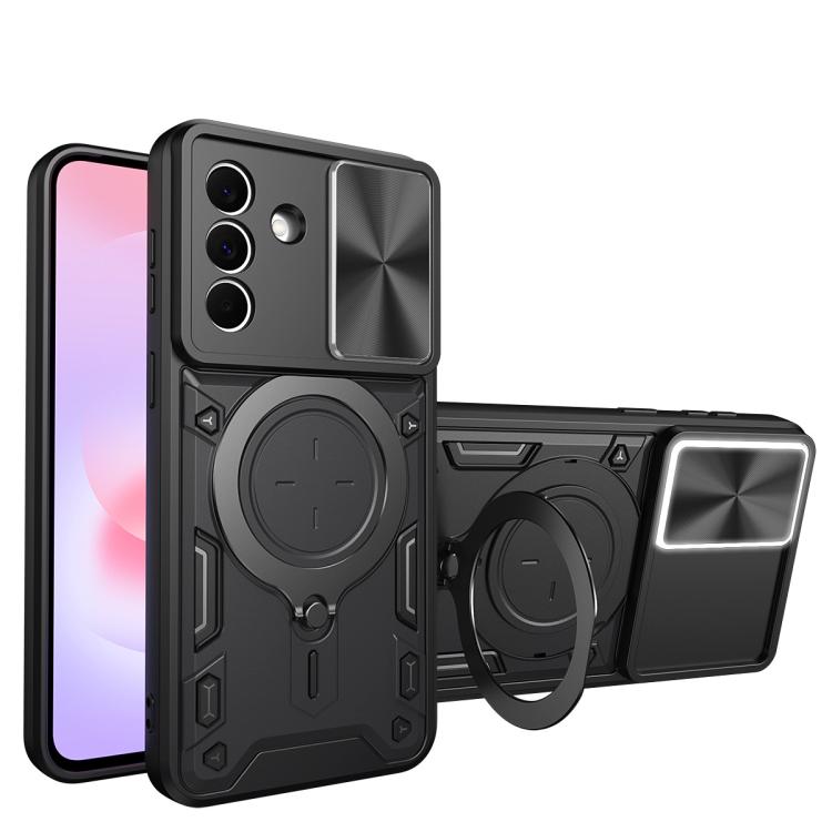 CD Texture Sliding Camshield Magnetic Holder Phone Case, For Galaxy A57 5G, For Samsung Galaxy A37 5G, For Galaxy A27 5G, For Samsung Galaxy A06 5G, For Samsung Galaxy A56 5G, For Samsung Galaxy A26 5G, For Samsung Galaxy A36 5G, For Samsung Galaxy A16...