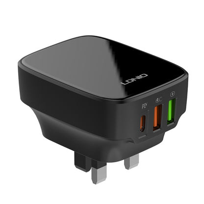 LDNIO Q334 32W Type-C + Dual USB Port Charger with 1m 8 Pin Data Cable, EU Plug, UK Plug, US Plug