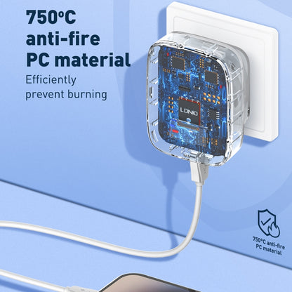LDNIO Q334 32W Type-C + Dual USB Port Charger with 1m 8 Pin Data Cable, EU Plug, UK Plug, US Plug