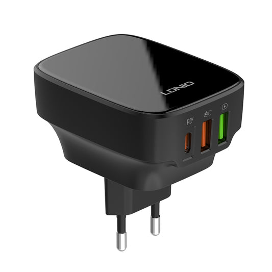 LDNIO Q334 32W Type-C + Dual USB Port Charger with 1m USB-C / Type-C Data Cable, EU Plug, UK Plug, US Plug