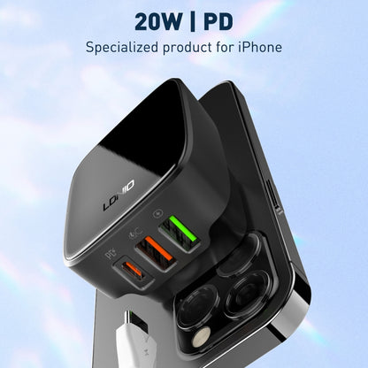LDNIO Q334 32W Type-C + Dual USB Port Charger with 1m USB-C / Type-C to 8 Pin Data Cable, EU Plug, UK Plug, US Plug