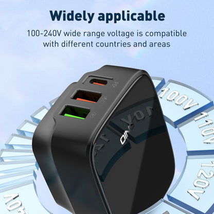 LDNIO Q334 32W Type-C + Dual USB Port Charger with 1m USB-C / Type-C to 8 Pin Data Cable, EU Plug, UK Plug, US Plug