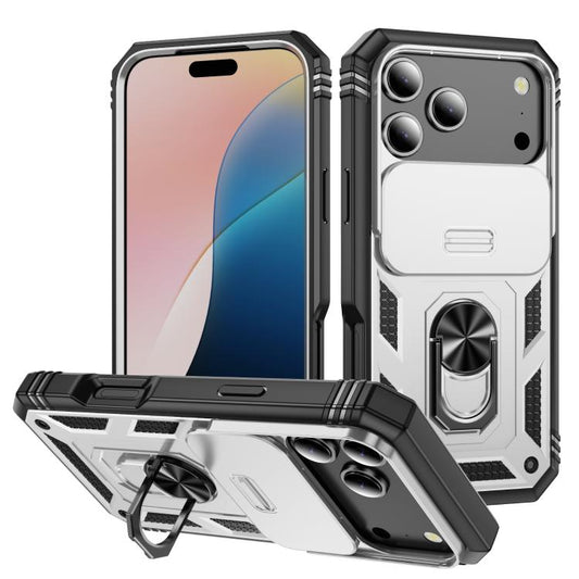 Schiebe-Kameraschutz TPU + PC Handyhülle mit Halterung, Für iPhone 17e / 16e, Für iPhone 17 Pro Max, Für iPhone 17 Pro, Für iPhone 17, Für iPhone Air, Für iPhone 16 Pro Max, Für iPhone 16 Pro, Für iPhone 16 Plus, Für iPhone 16