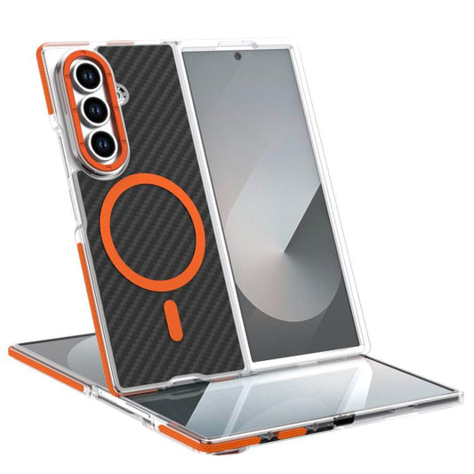 Dual-Color Carbon Fiber Texture Magsafe Phone Case, For Galaxy Z Fold8 Ultra 5G, For Samsung Galaxy Z Flip6/7 FE, For Samsung Galaxy Z Flip7, For Galaxy Z Flip4 5G
