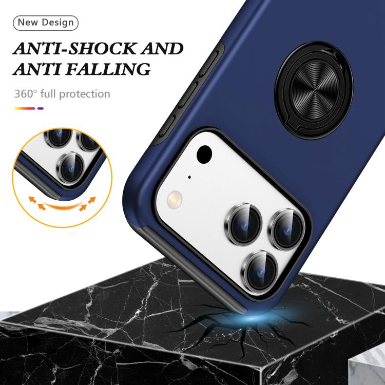Coque de téléphone magnétique en PC + TPU avec support annulaire invisible, Pour iPhone 17e / 16e, Pour iPhone 17 Pro Max, Pour iPhone 17, Pour iPhone Air, Pour iPhone 16 Pro Max, Pour iPhone 16 Pro, Pour iPhone 16 Plus, Pour iPhone 16