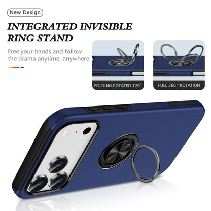 Coque de téléphone magnétique en PC + TPU avec support annulaire invisible, Pour iPhone 17e / 16e, Pour iPhone 17 Pro Max, Pour iPhone 17, Pour iPhone Air, Pour iPhone 16 Pro Max, Pour iPhone 16 Pro, Pour iPhone 16 Plus, Pour iPhone 16