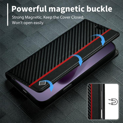 LC.IMEEKE Carbon Fiber Leather Phone Case, For iPhone 18 Pro / 17 Pro, For iPhone 18 Pro Max/17 Pro Max, For iPhone 17e / 16e, For iPhone 17, For iPhone Air, For iPhone 16 Pro Max, For iPhone 16 Pro, For iPhone 16 Plus, For iPhone 16