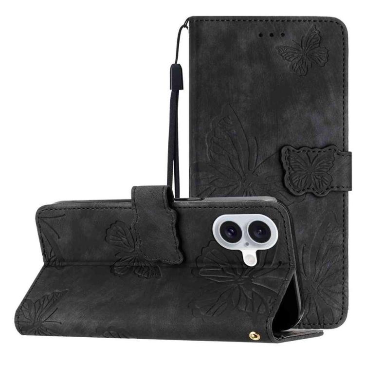 Skin-feel Embossed Butterfly Leather Phone Case, For iPhone 18 Pro / 17 Pro, For iPhone 18 Pro Max / 17 Pro Max, For iPhone 17, For iPhone Air, For iPhone 16 Pro Max, For iPhone 16 Pro, For iPhone 16 Plus, For iPhone 16