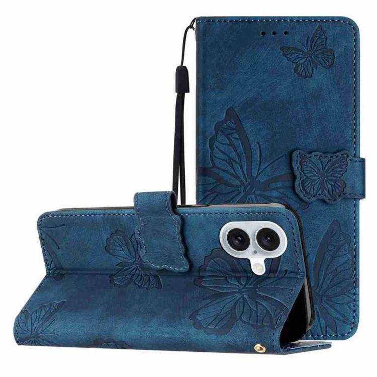 Skin-feel Embossed Butterfly Leather Phone Case, For iPhone 18 Pro / 17 Pro, For iPhone 18 Pro Max / 17 Pro Max, For iPhone 17, For iPhone Air, For iPhone 16 Pro Max, For iPhone 16 Pro, For iPhone 16 Plus, For iPhone 16