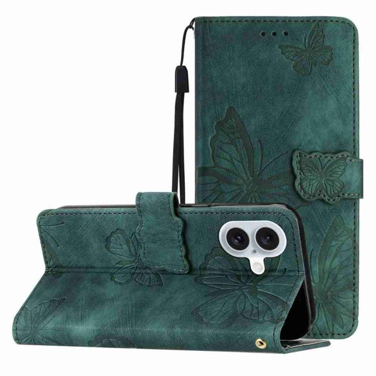 Skin-feel Embossed Butterfly Leather Phone Case, For iPhone 18 Pro / 17 Pro, For iPhone 18 Pro Max / 17 Pro Max, For iPhone 17, For iPhone Air, For iPhone 16 Pro Max, For iPhone 16 Pro, For iPhone 16 Plus, For iPhone 16