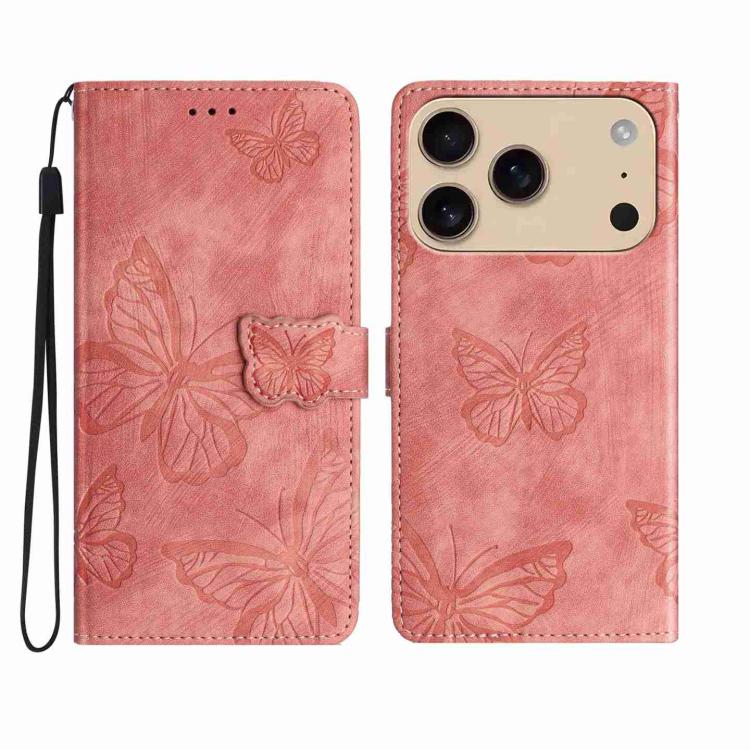 Skin-feel Embossed Butterfly Leather Phone Case, For iPhone 18 Pro / 17 Pro, For iPhone 18 Pro Max / 17 Pro Max, For iPhone 17, For iPhone Air, For iPhone 16 Pro Max, For iPhone 16 Pro, For iPhone 16 Plus, For iPhone 16