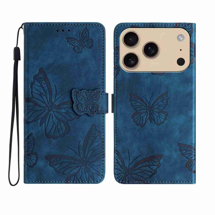 Skin-feel Embossed Butterfly Leather Phone Case, For iPhone 18 Pro / 17 Pro, For iPhone 18 Pro Max / 17 Pro Max, For iPhone 17, For iPhone Air, For iPhone 16 Pro Max, For iPhone 16 Pro, For iPhone 16 Plus, For iPhone 16