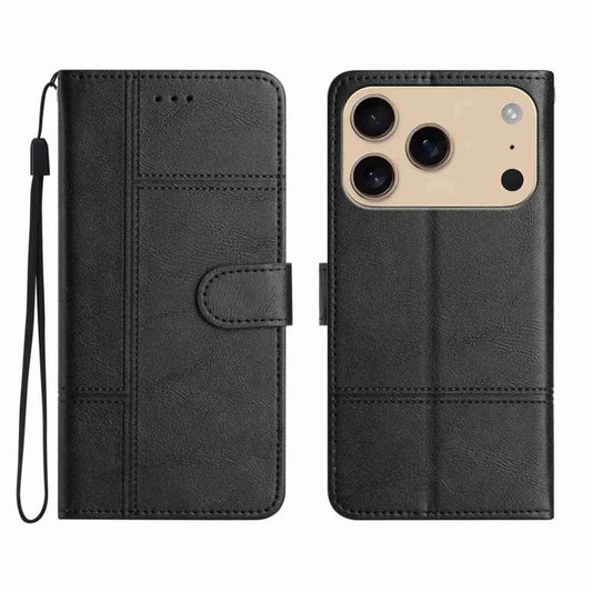 Handyhülle aus Leder mit Rindslederstruktur und Ziernähten, Für iPhone 17 Pro Max, Für iPhone 17 Pro, Für iPhone 17, Für iPhone Air, Für iPhone 16 Pro Max, Für iPhone 16 Pro, Für iPhone 16 Plus, Für iPhone 16