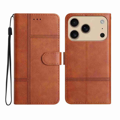 Cowhide Texture Stitching Leather Phone Case