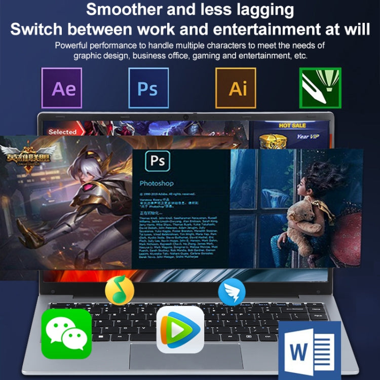 14 inch Windows 11 Laptop, Gen 4th Intel Core i3 CPU, 180 Degree Rotation Axis, 8GB+128GB