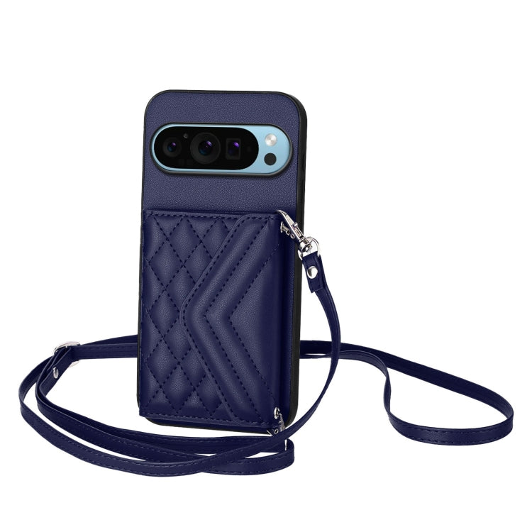 Rhombic Texture Card Bag RFID Phone Case with Long Lanyard, For Google Pixel 9 Pro XL, For Google Pixel 9 / 9 Pro, For Google Pixel 8a, For Google Pixel 8 Pro, For Google Pixel 8