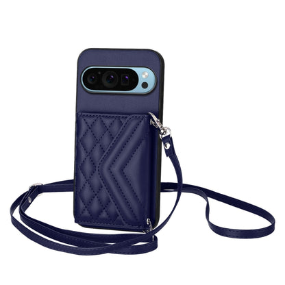 Rhombic Texture Card Bag RFID Phone Case with Long Lanyard, For Google Pixel 9 Pro XL, For Google Pixel 9 / 9 Pro, For Google Pixel 8a, For Google Pixel 8 Pro, For Google Pixel 8